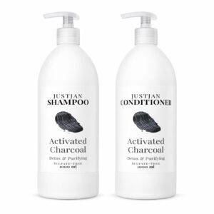 Justjan Activated Charcoal shampoo and conditioner set 1L bottles